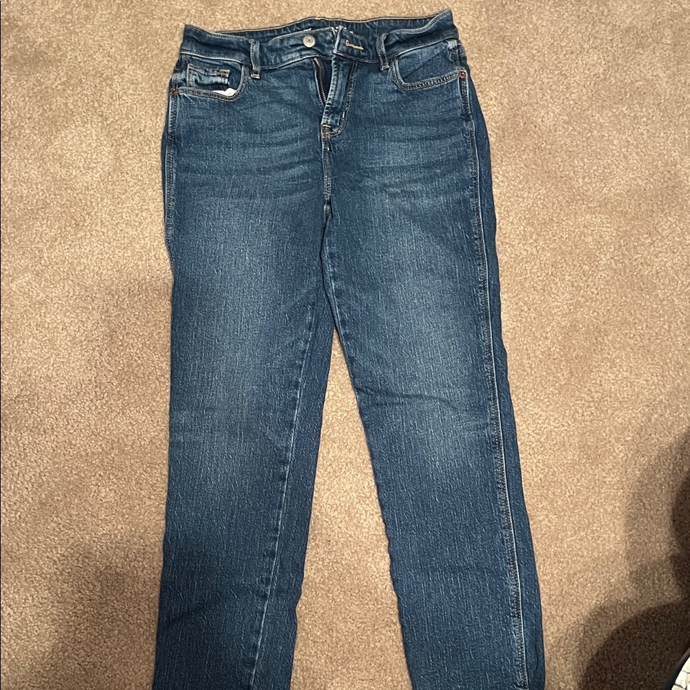 Old Navy Women's Dark Blue Straight-Leg Jeans